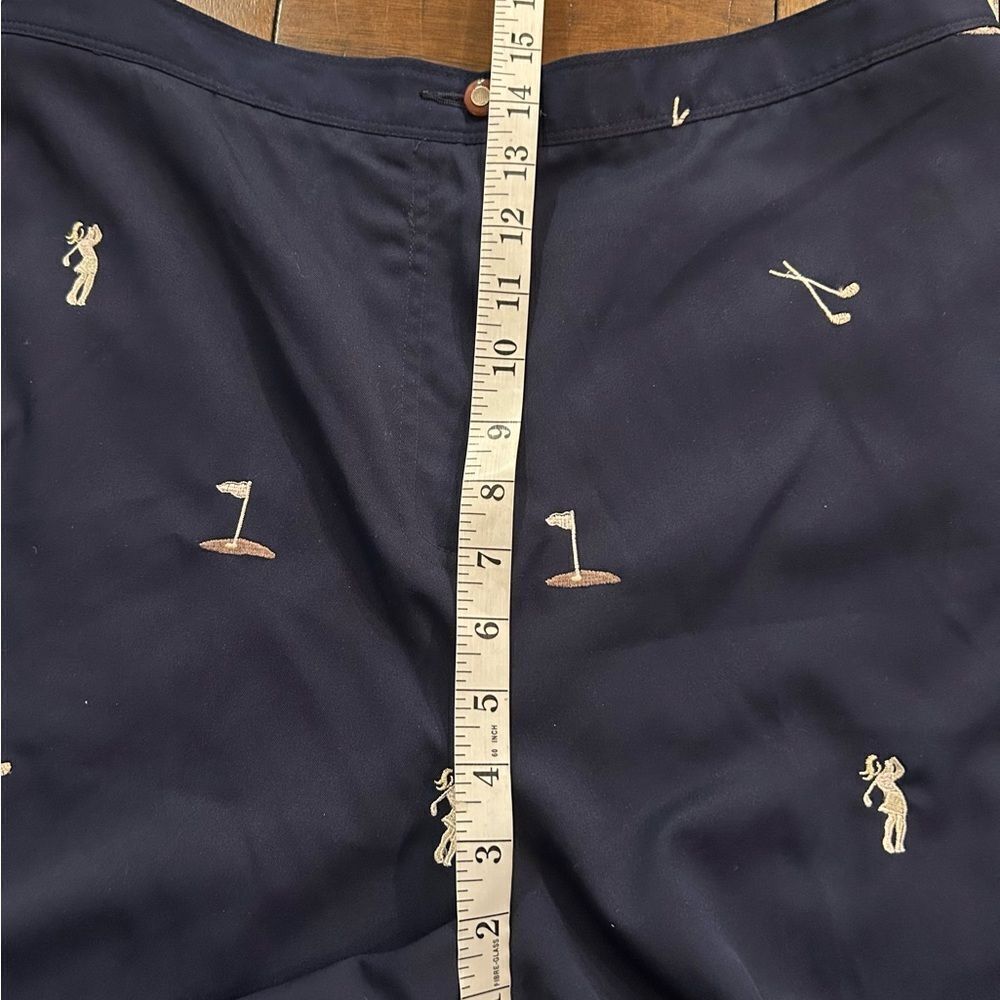 Coral Bay Golf Navy Shorts Embroidered Clubs Palm Tree Flat Front Size 14 - Picture 4 of 11